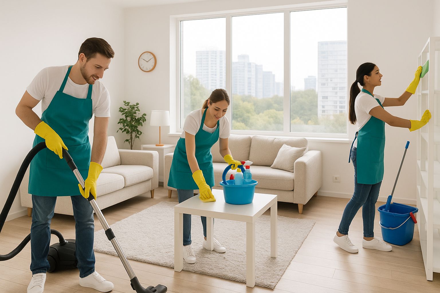 Professional cleaning team